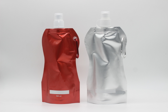 Beli Ukuran yang disesuaikan 500ml Liquid Sputed Stand Up Bags PET PE Gravure Printing Surface online manufacture