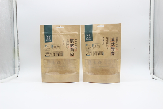 100g 500g 1000g Kraft Paper Ziplockk Bags Daur Ulang SGS FDA Sertifikasi