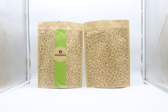 Ziplockk Kraft Paper Stand Up Bag Daur Ulang Biodegradable Untuk Kopi Teh