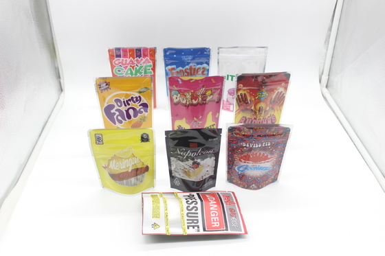PET Glossy Mylar Weed Bags Bau Proof Dengan Anak Proof Zipper