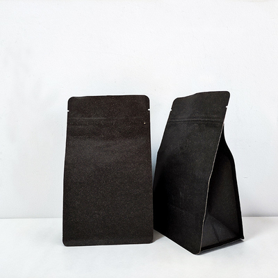 Zip Lock Flat Bottom Bag Coffee Food Packing Kraft Paper Doypack Bag Dengan Katup