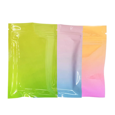Food Grade Snack 3 Side Sealed Bags Zipper Gradient Warna Pelangi Berwarna-warni