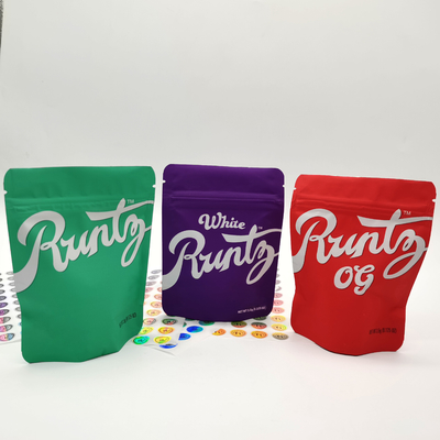 Berwarna Multicolor Zipper Mylar Stand Up Bags Proof Kelembaban Untuk CBD rumput