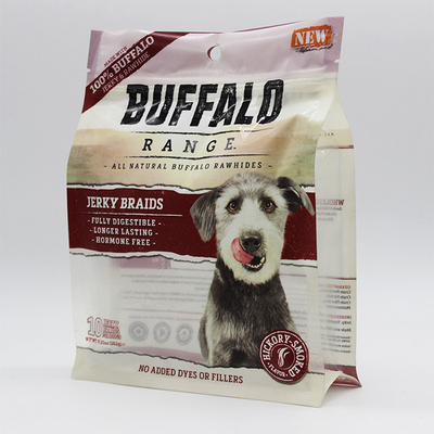 Disesuaikan Flat Bottom Stand Up Bag Matt Aluminium ziplockk Dog Cat Pet Food Bag