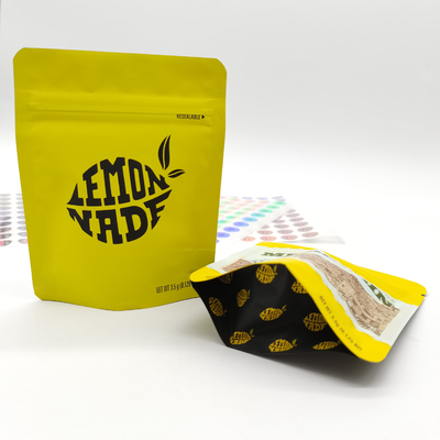 Print Customized Zipper Packaging Bag Yellow Stand Up Bags Dengan Tear Notch