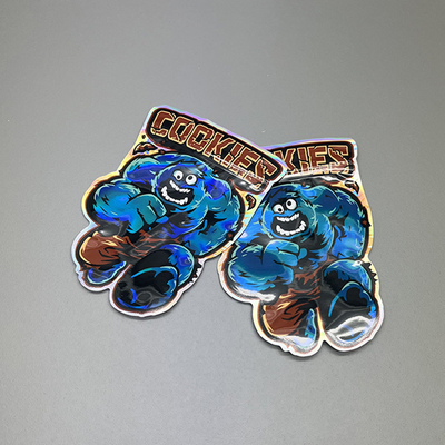 Bau Proof Die Cut Mylar Bags Holographic 3.5g Zipper Bag bentuk tidak teratur