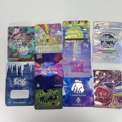 Berwarna-warni Holographic Stand Up Bag Weed Weed Packaging Bags Dengan Zipper