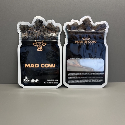 Weed Bunga ziplockk Kantong kemasan berbentuk Custom Die Cut Bag Dengan Jendela