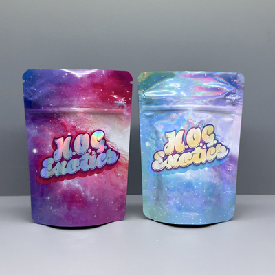 Soft Touch Holographic Stand Up Pouch 3.5g kantong kemasan ganja