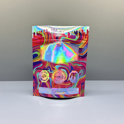 3.5g Mylar Holographic Bags Doypack Dengan Zipper Untuk Bunga Rumput