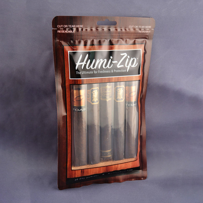 Tas Kemasan Plastik Cigar Tas Ritsleting Plastik Custom Dengan Jendela Transparan