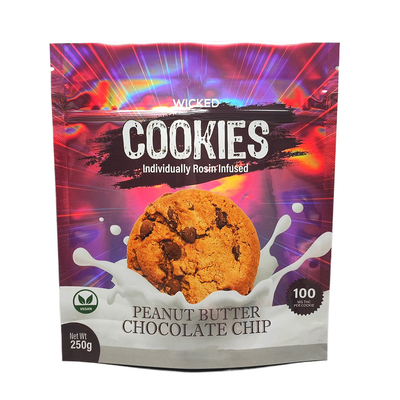 Custom Holographic Stand Up Bag Laser aluminium kantong ritsleting untuk Cookie