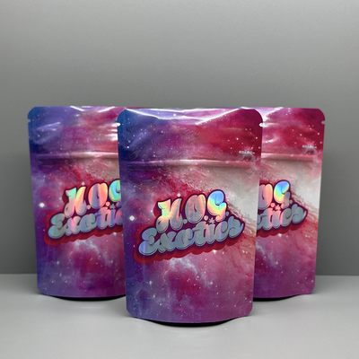 Makanan Grade Weed Holographic Bags Aluminium Foil Stand Up Bag