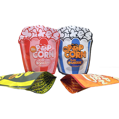 Popcorn Bentuk Mylar Stand Up Bag Custom Bentuk Irregular Ziplock Top