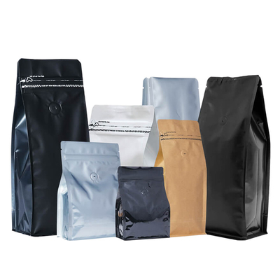 FDA Kantong Kopi Bottom Flat 1000g 500g Kemasan Biji Kopi Dengan Zipper