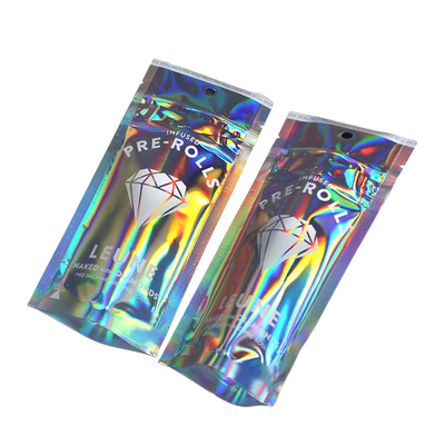 Zipper Top 7g Holographic Stand Up Bag Heat Seal Penutupan