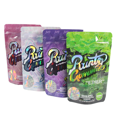PET Ziplock Stand Up Bag Holographic Glossy Surface Packaging
