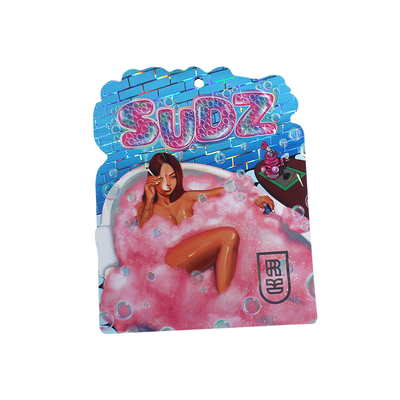 Zipper Top Glossy Die Cut Mylar Bags Aluminium Foil 3.5g Disesuaikan
