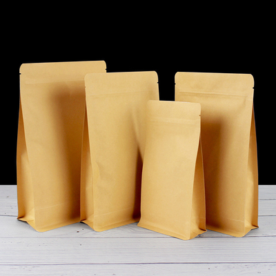 130 Mico Ketebalan Biodegradable Stand Up Bags Paper Flat Bottom Bags
