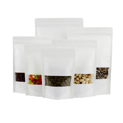 Kertas Putih Biodegradable Stand Up Bags Bags Doypack Dengan Permukaan Mat