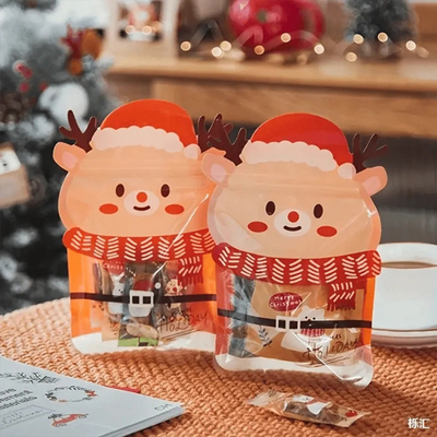 Christmas Mylar Packaging Bag Santa Claus Bentuk Untuk Kue Permen Karet