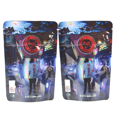 Custom Logo Aluminium Foil Stand Up Pouch Zip Lock Holographic Resealable Pouch
