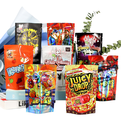 Custom 3.5g Hologram Stand Up Bag Ziplock Holographic Packaging Bag