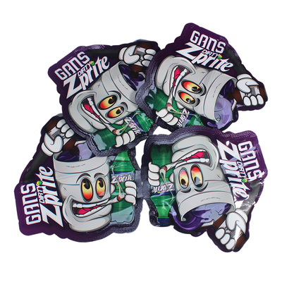 Bau Proof Aluminium Foil Mylar Bags 3.5G Die Cut Plastic Bags Food Grade Bentuk Khusus