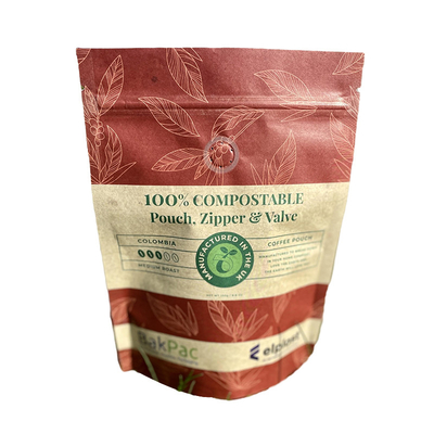 Kantong kemasan makanan biodegradable dengan Zipper Brown Craft Paper Laminated
