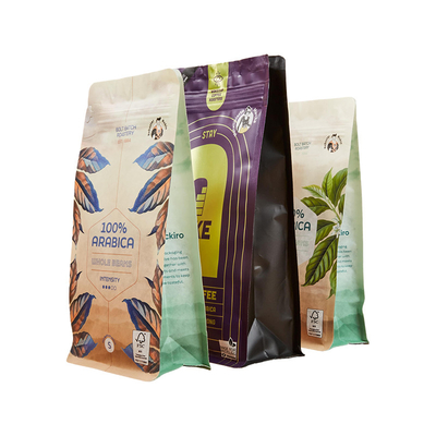 Biodegradable Kraft Paper Food Zipper Packaging Stand Up Pouch Custom Waterproof yang bisa ditutup kembali