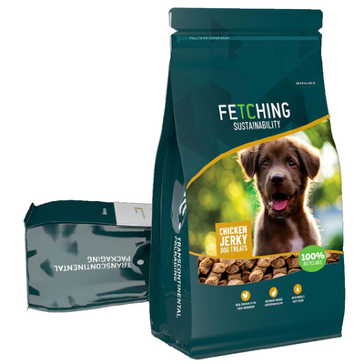 Eco Friendly Biodegradable Pet Snacks Side Gusset Flat Bottom Stand Up Bag