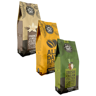 Custom 250g 500g 1kg Kopi Biji Kemasan Kantong Sisi Gueest Kantong Dengan Katup