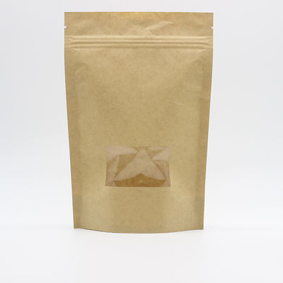 Doypack Lihat Melalui Kantong 180 Mikron Kantong Kertas Brown Dengan Jendela Jelas
