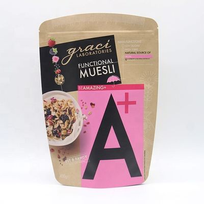 Custom Stand Up Coffee Packaging Kantong Kertas Kraft dengan Zipper Bag Printing Bags untuk Teh