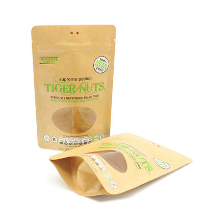 ODM Biodegradable Stand Up Bags Zipper Top Kraft Window Bags
