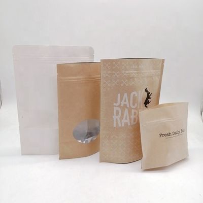 Kraft Biodegradable Stand Up Bags Kantong Kertas Dengan Jendela Jelas