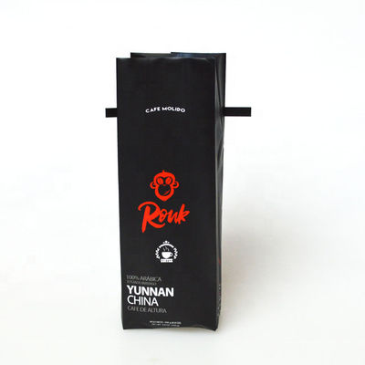 Foil Gusseted Mylar Matte Black Coffee Bags CMYK Diterbitkan ISO9001