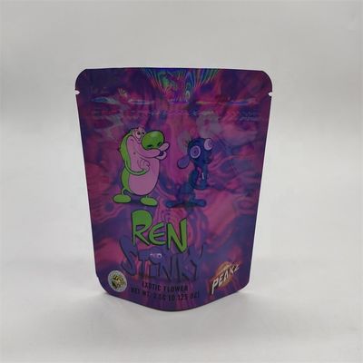 CYMK Printed Heat Seal Foil Bags Holographic Mylar Flat Bottom Gusset Bags GMP