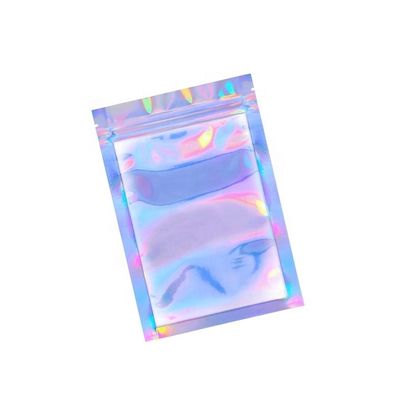 LDPE Silver Foil Bags PE Clear Holographic Zipper Bag QS Food Grade