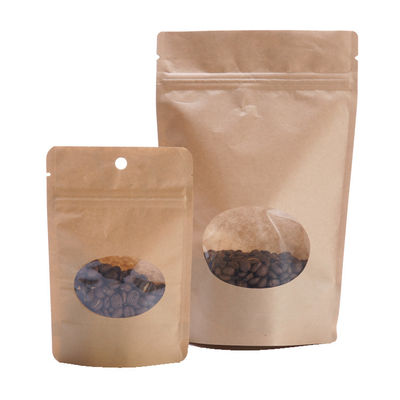 150g Brown Paper Coffee Bags Doypack Coffee Stand Up Bag 130mm Lebar