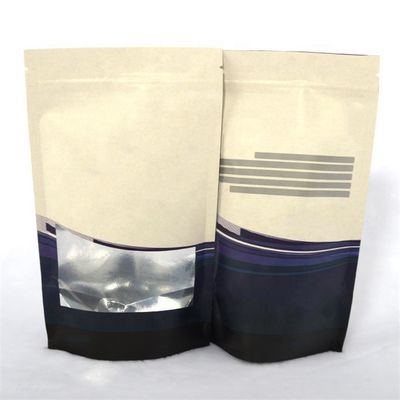 OEM Printing Biodegradable Coffee Bags Kantong Kertas Kraft yang Bisa Ditutup Kembali Dengan Jendela