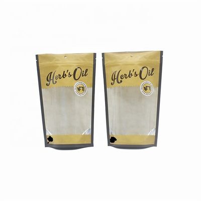 OEM Lihat Melalui Kantong Gravure Printed Kraft Paper Bag Dengan Jendela Transparan