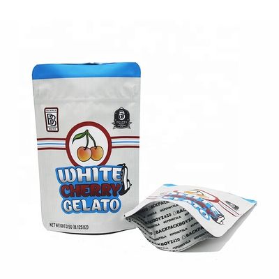 Kantong Foil Cetak Gravure yang Bisa Ditutup Kembali Kantong Bawah Datar 0.125oz