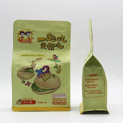 Eight Side Seal Flat Bottom Zipper Pouch Kraft Paper Aluminum Foil Material